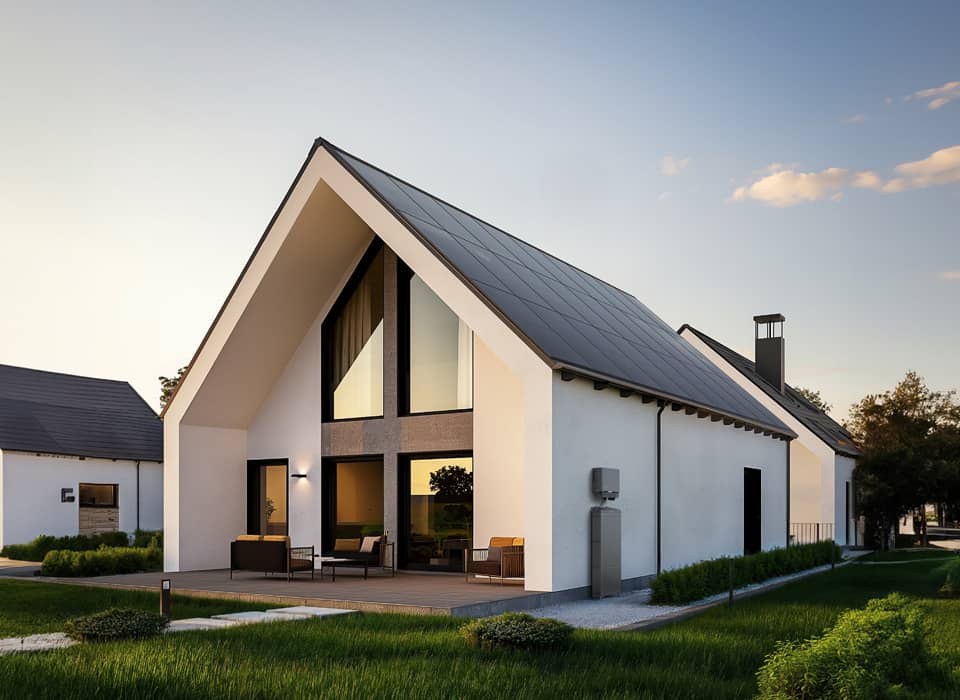 Moderne Photovoltaikanlage auf Hausdach